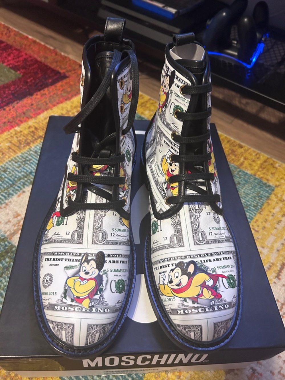Moschino Women Might Mouse Combat Boots